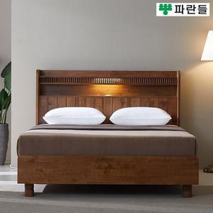 [착불배송] 파란들가구 LED곡선헤드 고무나무원목 라지킹침대프레임 LK침대