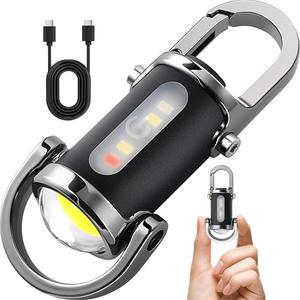 소형 COB LED 키 체인 손전등 USB 충전식 조명 방수 열쇠 고리 캠핑 워킹 포켓 램프