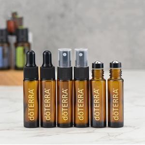 도테라 앰버 에센셜 오일 병 10ml, 두꺼운 유리 롤러 향수 스프레이 드로퍼 여행용 서브 보틀링, 2 개