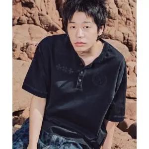 (매장정품) 엑스톤즈 XTONZ XTT141 클로버 빈티지 워싱 헨리넥 티셔츠 (BLACK) XTT141BK 166030