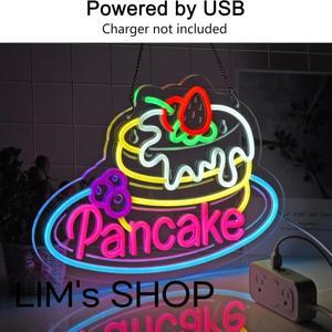 팬케이크 네온사인 USB  가능 LED 네온 조명 (비즈 레스토랑 상점 매장 집 바 카페 파티 집 꾸미기 선물용)