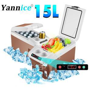 Yannice 미니 냉장고 용 자동차 기기 휴대용 15L 대용량 디지털 디스플레이 캠핑을위한 슈퍼 냉각 상자