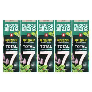 엘지 페리오 토탈7 치약 아유르베다 테라피 메디컬허브 바질 민트 100g 5개