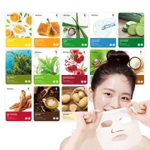 [100장] 1일1팩 리코셀 촉촉 순한 마스크팩 23g /네이처 진정 수분 마스크 팩/비타민 콜라겐 알로에 오이