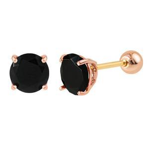 갤러리아 14K 피어싱 귀걸이 5mm 4발 블랙 큐빅 볼