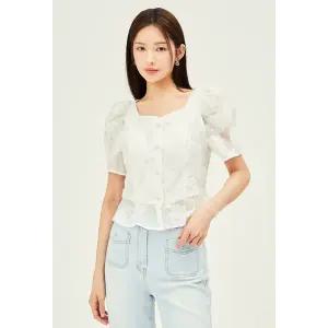 [JJ지고트](신세계 사우스시티)자카드 하트넥 페플럼 블라우스 GP5A0BL531