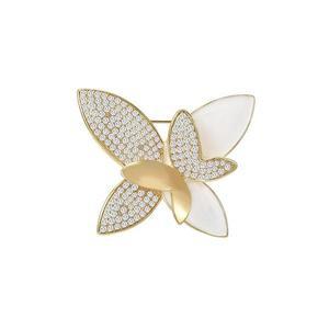 트윈 나비 큐빅 정장 결혼식 한복 브로치 B016