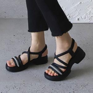 [니나스파리]4.5cm 큐빅장식 엑스라인 뒤밴드 샌들