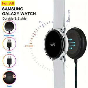 Galaxy Watch 용 무선 충전기 시계 3 4 5 6 7 8 Pro Active 2 휴대용 USB 유형 C PD 케이블 고속 충전 도킹 스테이션