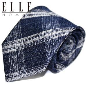 [엘르옴므][ELLE HOMME] 엘르옴므 실크넥타이 - 썸머체크 네이비 8cm