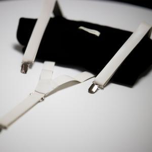 남녀 가죽 레더 서스펜더 멜빵 더블클립 화이트 SAYWH
