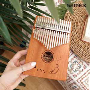 삼익 칼림바 17키 음계각인 일러스트 디자인 올솔리드 마호가니 SKLB-17 고양이