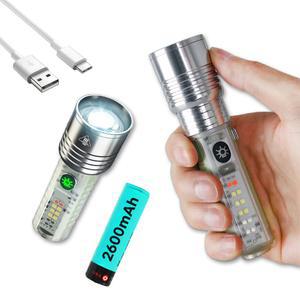 초경량 116g 슈퍼 줌라이트 LED 레이저 충전식 손전등 UV라이트 후레쉬
