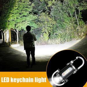 강력한 COB LED 손전등 체인 USB 충전식 휴대용 방수 열쇠 고리 캠핑 워킹 포켓 램프