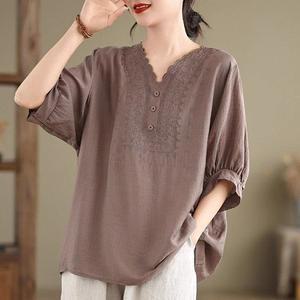 99사이즈까지 마리아자수플라워루즈핏블라우스 lu8859