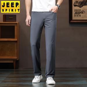 JEEP SPIRIT 남성용 얇은 슬림핏 스트레치 캐주얼 바지 여름 팬츠