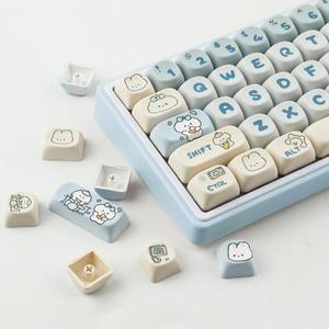 138 키 만화 귀여운 강아지 키캡 PBT MOA 프로필 염료 승화 기계식 키보드용