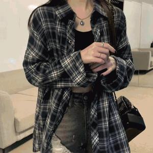 앤드 BK 체크남방 데일리룩 기본템 루즈핏 셔츠 긴팔 빈티지 간절기 여름남방