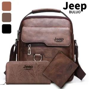 JEEP BULUO 크로스백 반지갑 클러치 3종세트 가죽 포켓 캐주얼 휴대용 가방 바디백