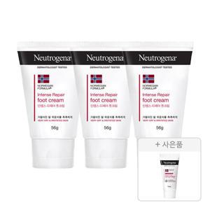 뉴트로지나 인텐스 리페어 풋크림, 56g, 3개 + 증정(시카 리페어 에멀젼, 15ml, 1개)