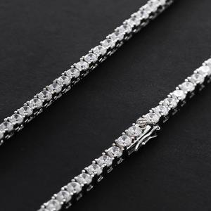 남자은목걸이 백금 OEVAS 100% 925 스털링 실버 전체 3mm/4mm 럭셔리 하이 카본 다이아몬드 테니스 체인 목
