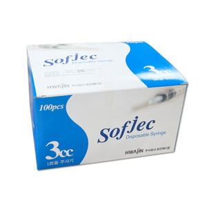 화진 일회용 주사기 3cc 23g 25mm 100개입 1회용 병원주사기 멸균