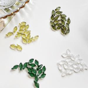 [6개]5x10mm 아크릴 나뭇잎 4종 3-508-2 비즈공예 꽃 팔찌 만들기재료