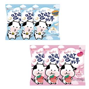 [일상점빵] 폭신폭신 말랑카우 밀크+딸기 158g X 6개(혼합) 츄잉캔디