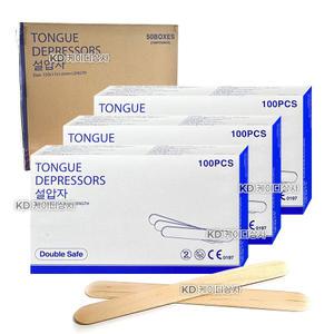더블세이프 나무설압자 100개입 50통(Box) 혀누르개 가주설압자 피부과 왁싱 스파츌라