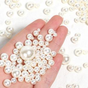 화이트 크림 모조 진주 구슬 라운드 아크릴 바느질 보석 만들기 diy 목걸이 팔찌 3 -14mm