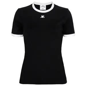 꾸레쥬 25SS 블랙 로고 티셔츠 VESJTS017JS0070 9901