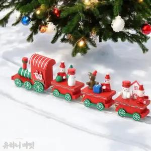 유하니마켓 스노우 크리스마스 원목기차 레드 크리스마스트리기차
