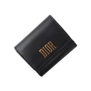 [중고명품]  램스킨 금장 DIOR 로고 레터링 3단 여성반지갑 34279 8
