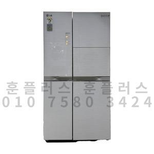 중고 냉장고 LG 디오스 화이트 강화유리 홈바형 양문냉장고 801L