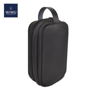 WiWU 보조배터리 케이블용 올인원 보관 가방, 휴대폰 도난 방지 정리 상자, PU 가죽 파우치, 여행