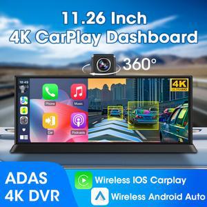 무선 네비게이션 DVR 4K 듀얼 26인치 1080P ANDROID 후면 11 자동 DASHCAM GPS 360 10 CARPLAY 카메라 차량용 회전