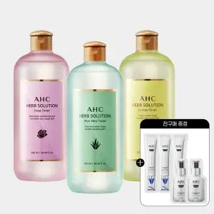 [AHC] 허브솔루션 대용량 토너 500ml 1개(알로에베라/로즈/레몬 중 택1)+(증정)전구매 샤쉐