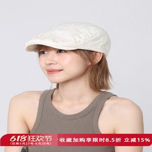 베레모 배레모 헌팅캡 모자 화가 중년 63 여성 여자 고급 플리츠 스트라이프 화이트 덕텅 포워드 대두 둘레