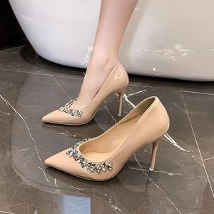 여성구두 9cm 220-265mm 크리스탈 웨딩슈즈 하이힐 스틸레토 펌프스힐
