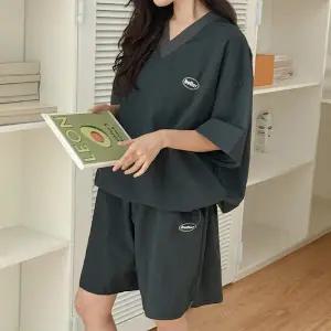 [공구우먼] 버터라잇 브이넥 반팔 맨투맨 5부 밴딩 팬츠 세트 83328 빅사이즈 여성의류