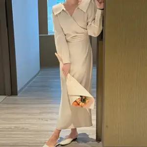 르에보 카라 랩 셔링 롱 원피스 봄 가을 데일리룩 출근룩