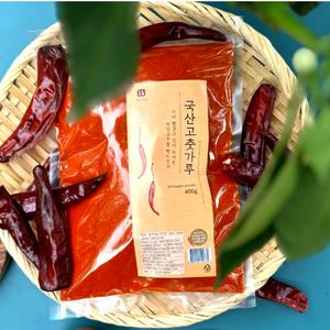 국산 고춧가루 경북 영양 맷돌 고추가루 (고운굵기) 400g