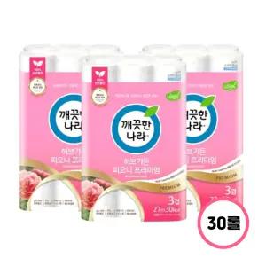 깨끗한나라 허브가든 피오니 프리미엄 27M 30롤 x 3팩