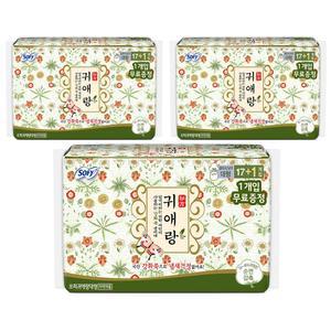쏘피 생리대 귀애랑 생리대 날개형 대형 × 18개입 × 6개