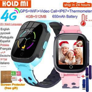 스마트워치 4G 키즈 GPS WIFI 체온 비디오 SOS VS Y95 히브리어 어린이 스마트 워치 카메라 모니터 아기 시