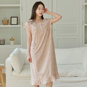 찌니야 여성잠옷 카델플라워 60수 순면 반팔원피스잠옷