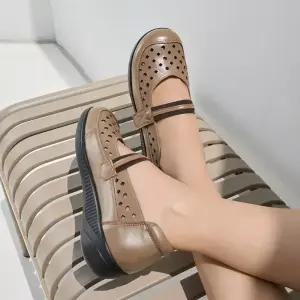 천연소가죽 세인토 펀칭 메리제인슈즈 3.5cm