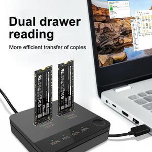 USB 3.1 C타입 to M.2 SATA 듀얼 베이 SSD 인클로저 외장 하드 디스크 도킹 스테이션, HDD 리더용 오프라인