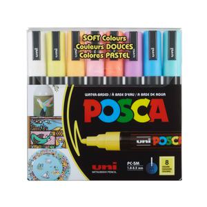 유니 포스카 5M 수성 페인트 마카 파스텔 8색 세트 PC-5M Soft 8C