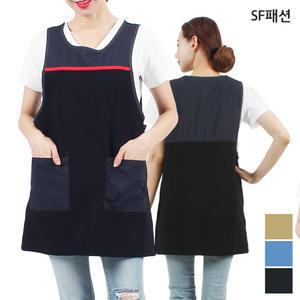 도톰한 스판 원피스형 앞치마 유니폼 단체 가운
